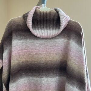 Loft Ombré Turtleneck Poncho Sweater